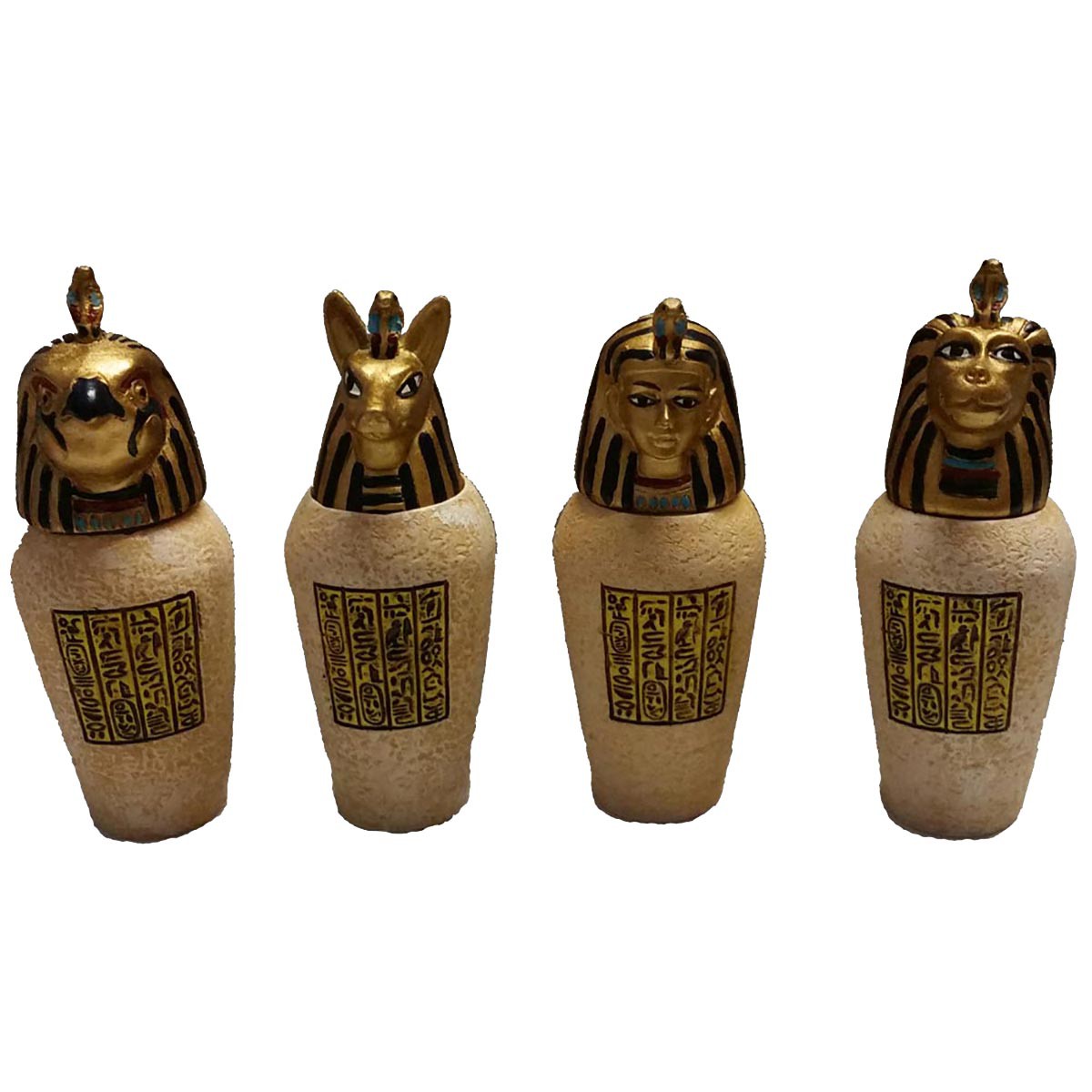 Ägyptische Kanopen 4-er Set Amset, Duamutef, Hapi, Kebechsenef - Bild 1 von 1